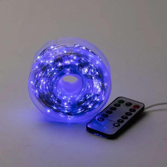 Гірлянда роса на пульті 100 метрів на 1000 led світлодіодів крапля на білому дроті синя 1000L100MWBL