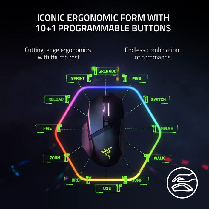 Мышь Razer Basilisk V3 Pro, RGB, USB-A/WL/BT, белый