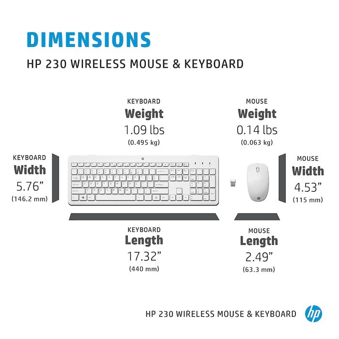 HP Combo keyboard and mouse 230, WL, EN/UK, white