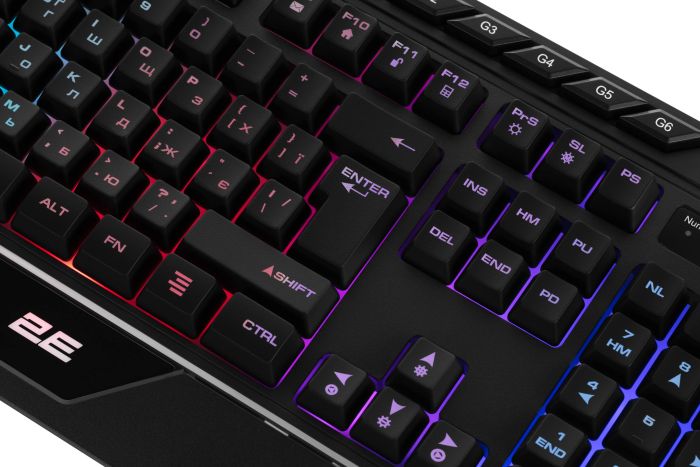 Клавіатура мембранна 2E GAMING KG315 110key, USB-A, EN/UA, RGB, чорний