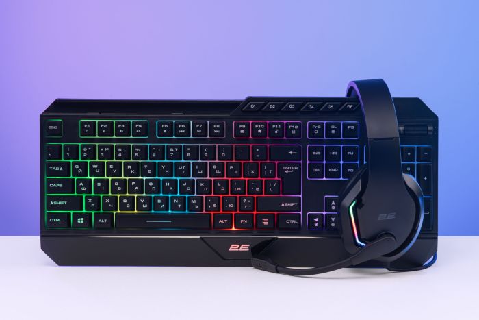 Клавіатура мембранна 2E GAMING KG315 110key, USB-A, EN/UA, RGB, чорний