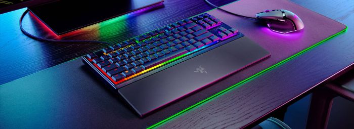Клавіатура механічна Razer Ornata V3 TKL 84key, Mecha-Membrane Switch, USB-A, EN/UK, RGB, чорний