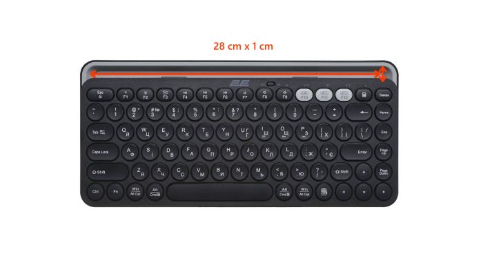 Клавіатура мембранна 2E KS250 84key, WL/BT, EN/UK, чорно-сірий