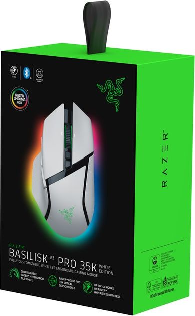 Миша Razer Basilisk V3 Pro 35K, RGB, USB-A/WL/BT, білий