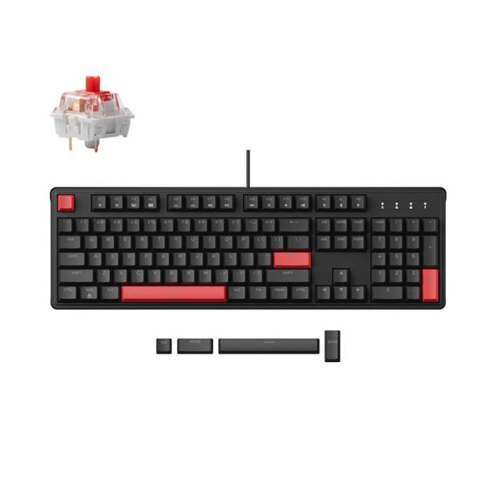 Клавіатура механічна Lemokey  X3 104Key, Keychron Red, USB-A, QMK/VIA, Hot-Swap, EN/UKR, RGB, чорний