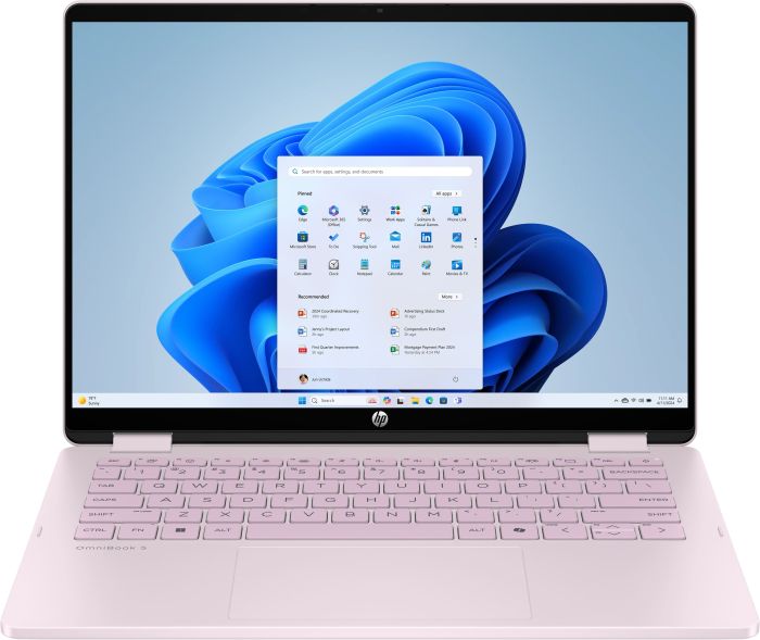 HP Notebook OmniBook 5 Flip x360 14" WUXGA IPS Touch, Intel 7-150U, 24GB, F1TB, UMA, Win11, рожевий