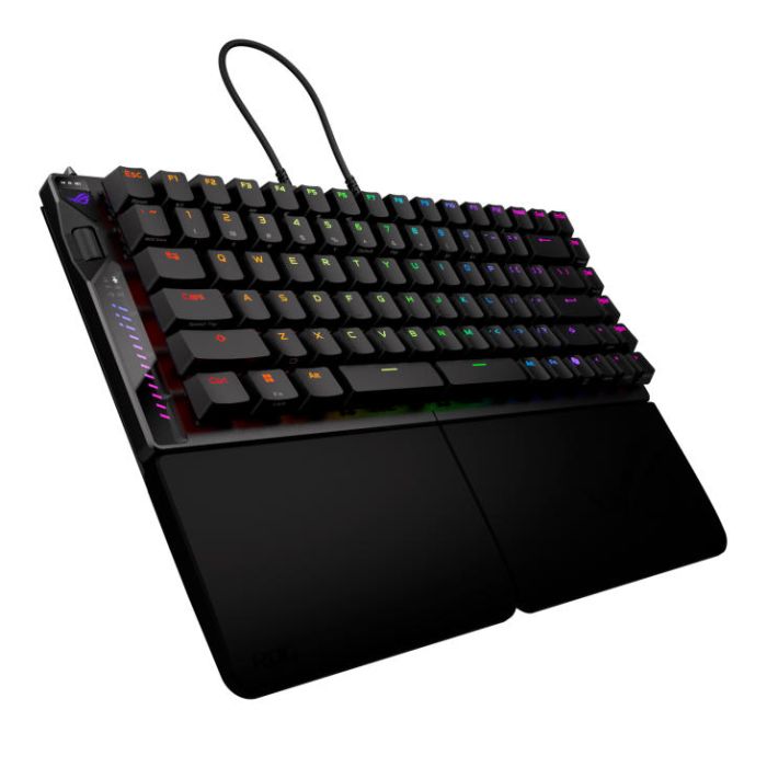 Клавіатура механічна ASUS ROG Falcata split, 83key, Magnetic Switch, USB-A/WL/BT, EN, RGB, чорний