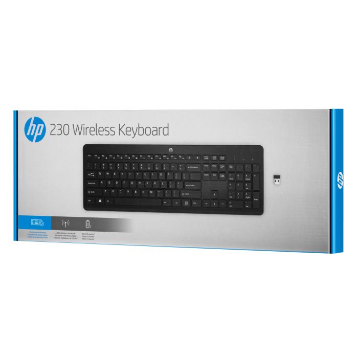 Клавіатура мембранна HP 230, 106key, WL, EN/UK, чорний