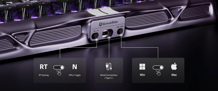 Клавіатура механічна GravaStar Mercury V75 Pro 80keys, Magnetic Jade Gaming, 8K, USB-A, RGB, Iron Purple