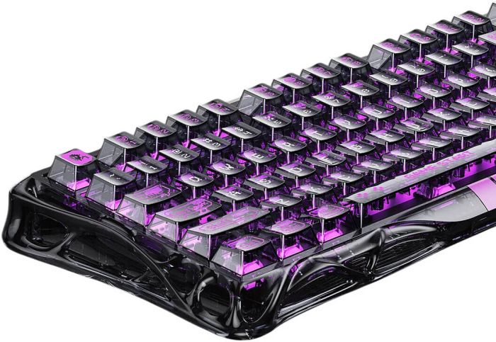 Клавиатура механическая GravaStar Mercury V75 Lite 80keys, Magnetic Blackcore, USB-A, RGB, Transparent Black