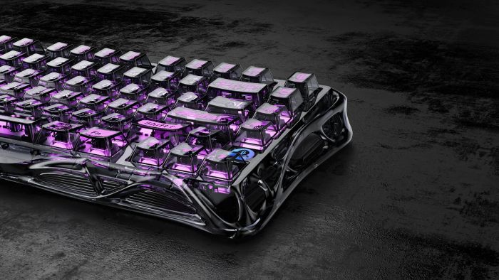 Клавиатура механическая GravaStar Mercury V75 Lite 80keys, Magnetic Blackcore, USB-A, RGB, Transparent Black