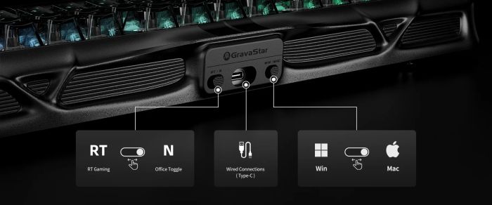 Клавіатура механічна GravaStar Mercury V75 80keys, Magnetic Jade Pro, 8K, USB-A, RGB, Stealth Black