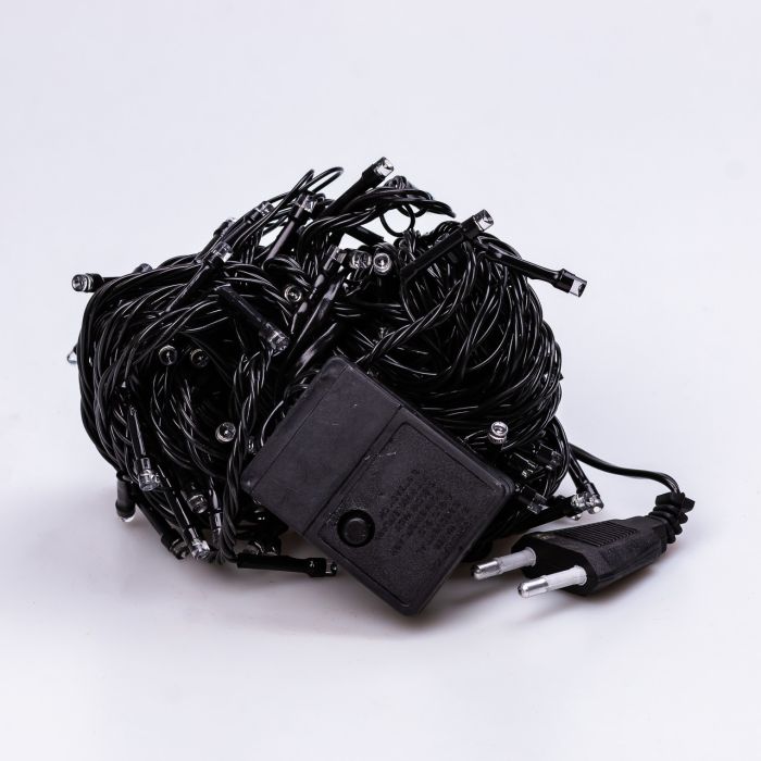 Гірлянда нитка 14м на 161 LED лампочок світлодіодна чорний провід 8 режимів роботи M300LEDML