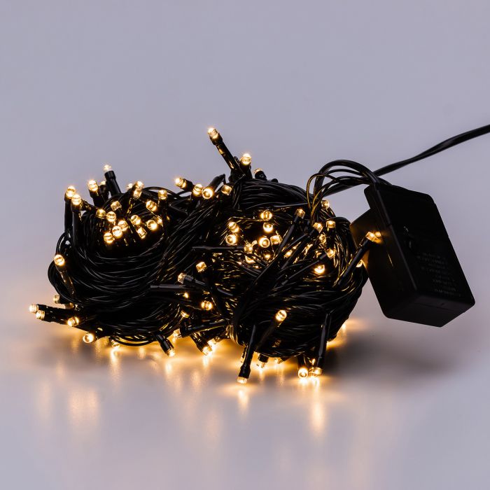 Гірлянда нитка 16м на 180 LED лампочок світлодіодна чорний провід 8 режимів роботи Жовтий M400LEDY