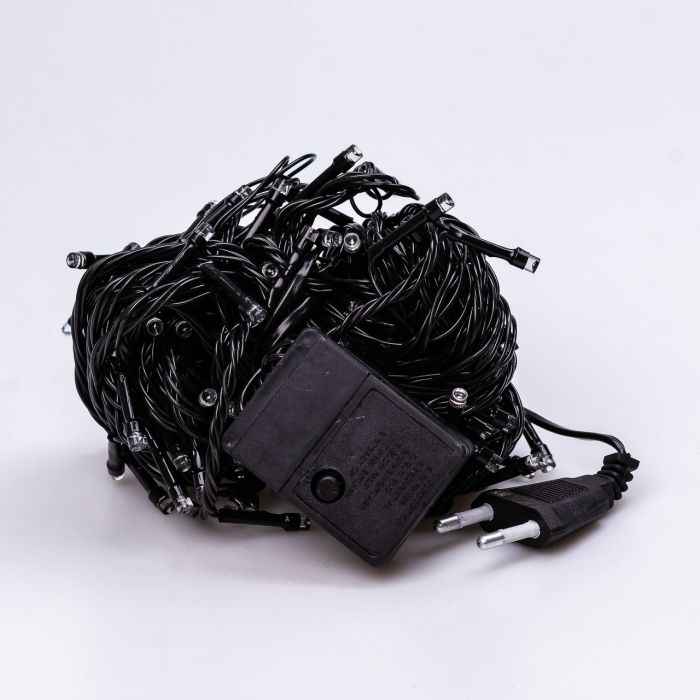 Гірлянда нитка 22 м на 218 LED лампочок світлодіодна чорний провід 8 режимів работи M500LEDML