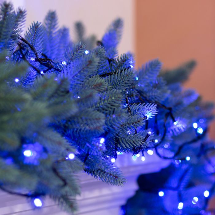 Гірлянда нитка 22 м на 218 LED лампочок світлодіодна чорний провід 8 режимів работи Синій M500LEDBL