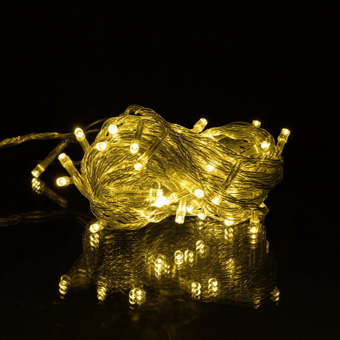 Новорічна кімнатна гірлянда нитка 6 м 50 LED білий провід Жовтий W50LED6MWY