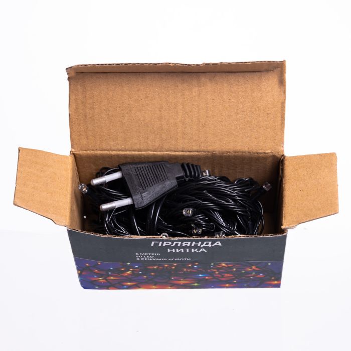 Новорічна кімнатна гірлянда нитка 6 м 50 LED чорний провід Жовтий W50LED6MBY