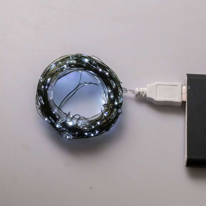 Гірлянда роса 20 метрів USB на 200 led світлодіодів крапля на зеленому дроті біла USB200L20MGW